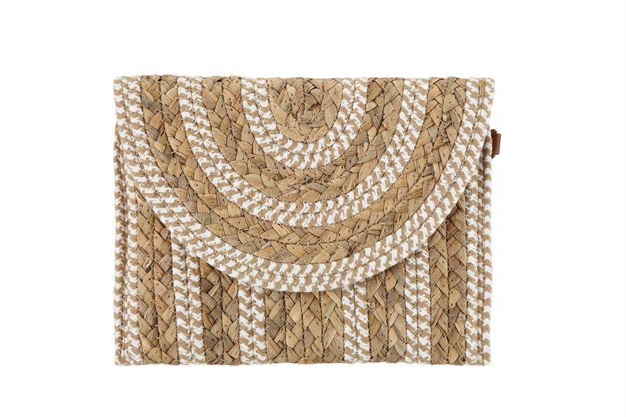 Ladies Straw Flip Over Clutch Bag