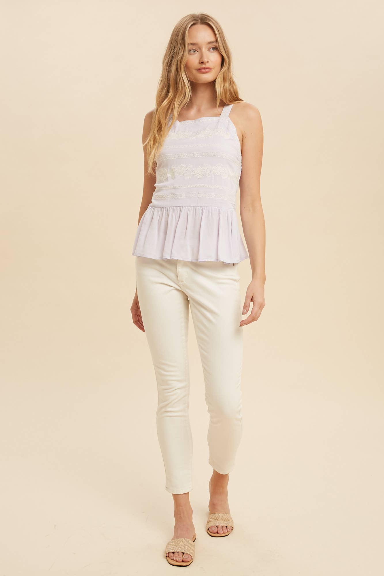EMBROIDERED STRAPPY TANK