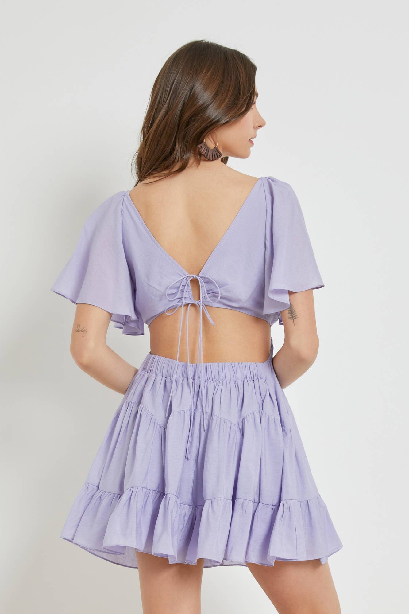 Cutout Lavender Ruffle Dress