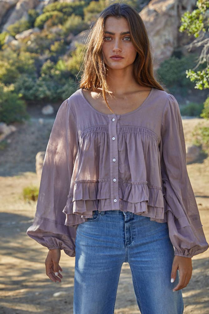 Ruffle and Grace Button-Down Top