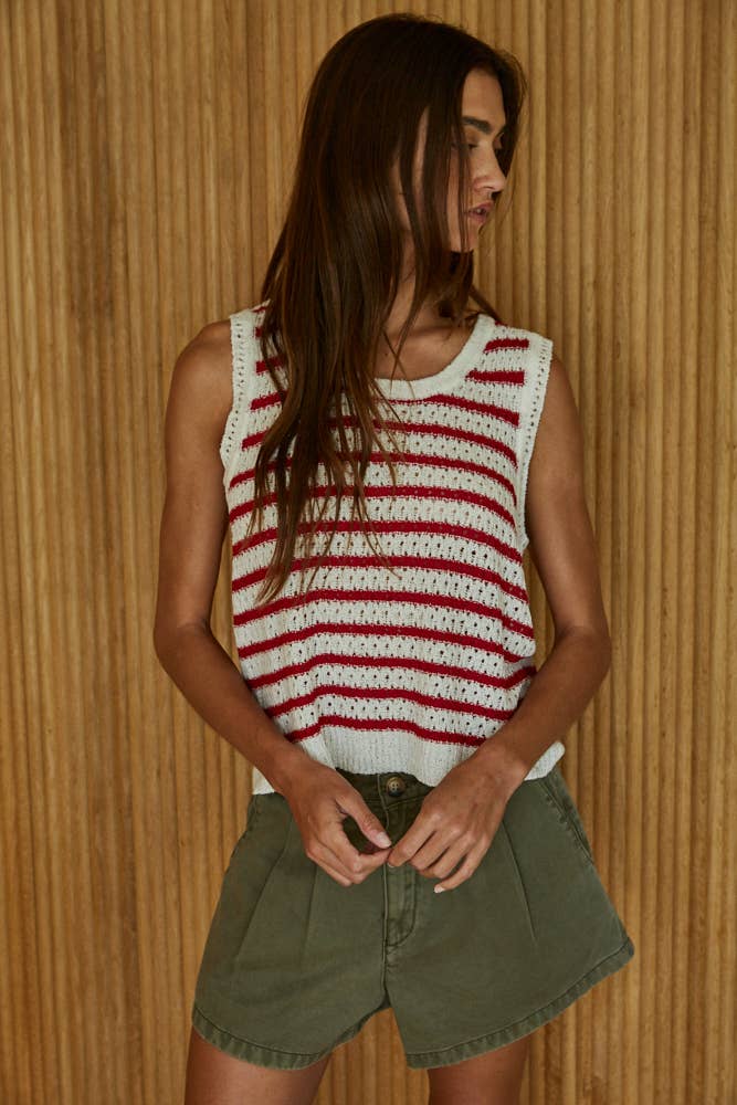 Knit Sweater Striped Sleeveless Top