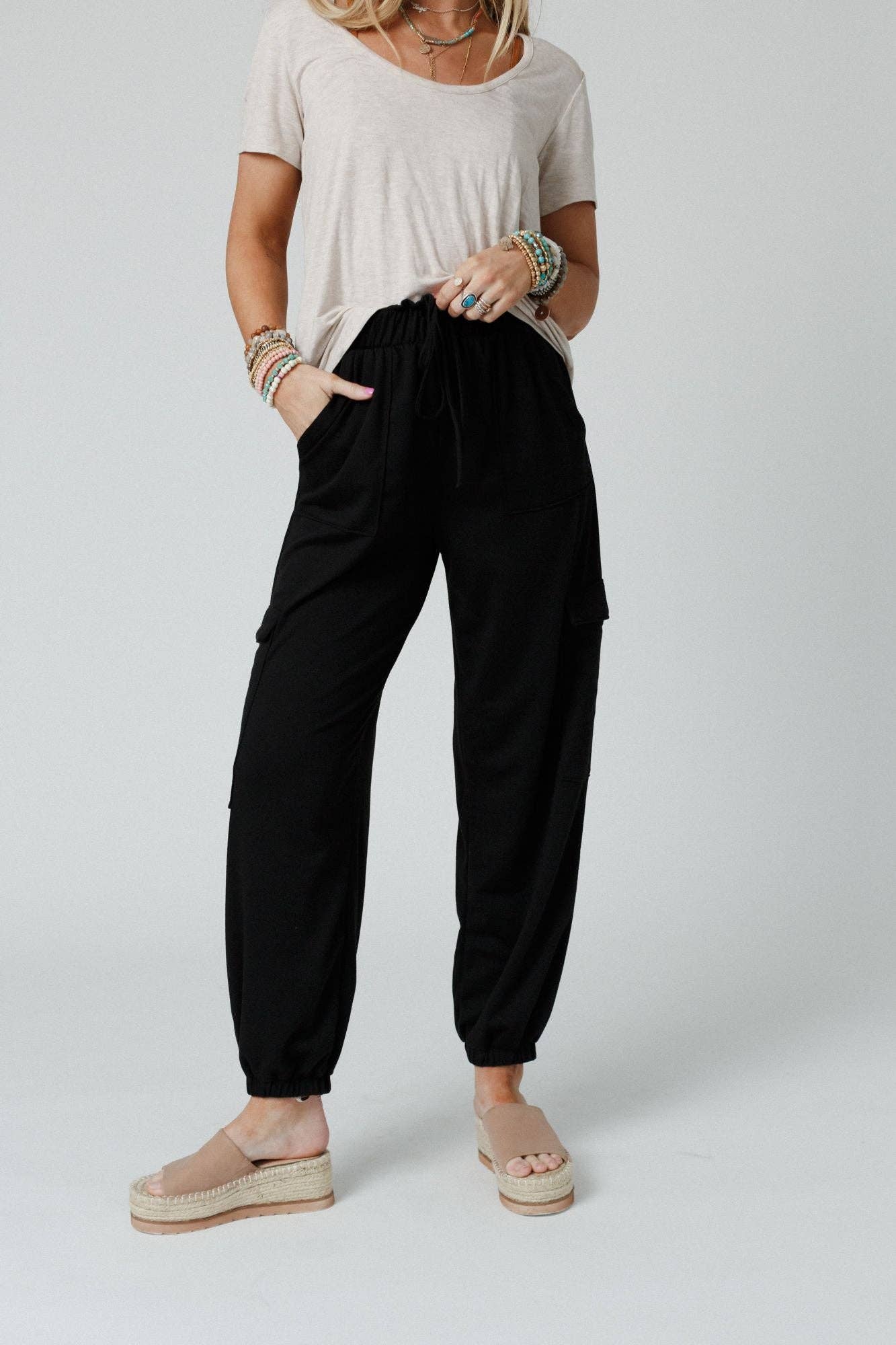 Easy Mornings Cinched Pants - Black