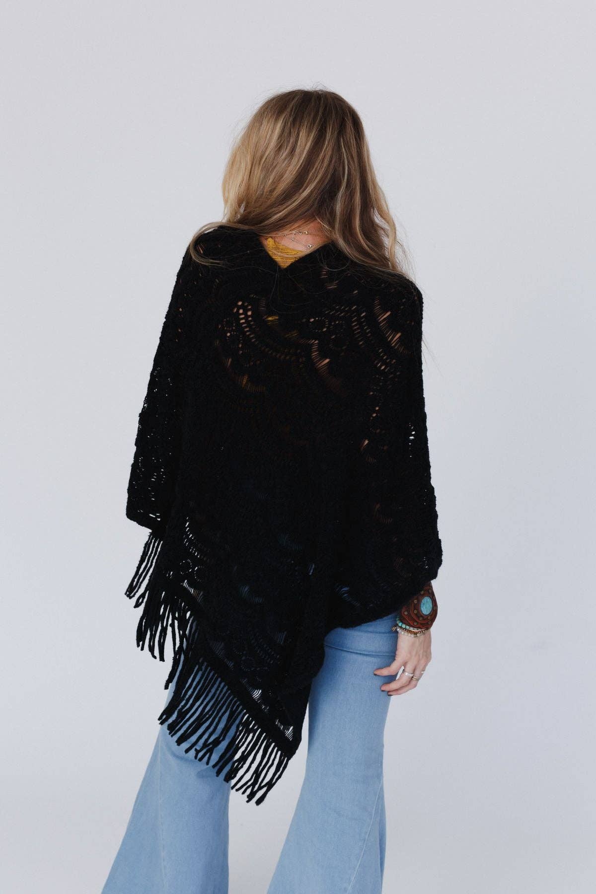 Sea Beyond Lace Poncho - Black