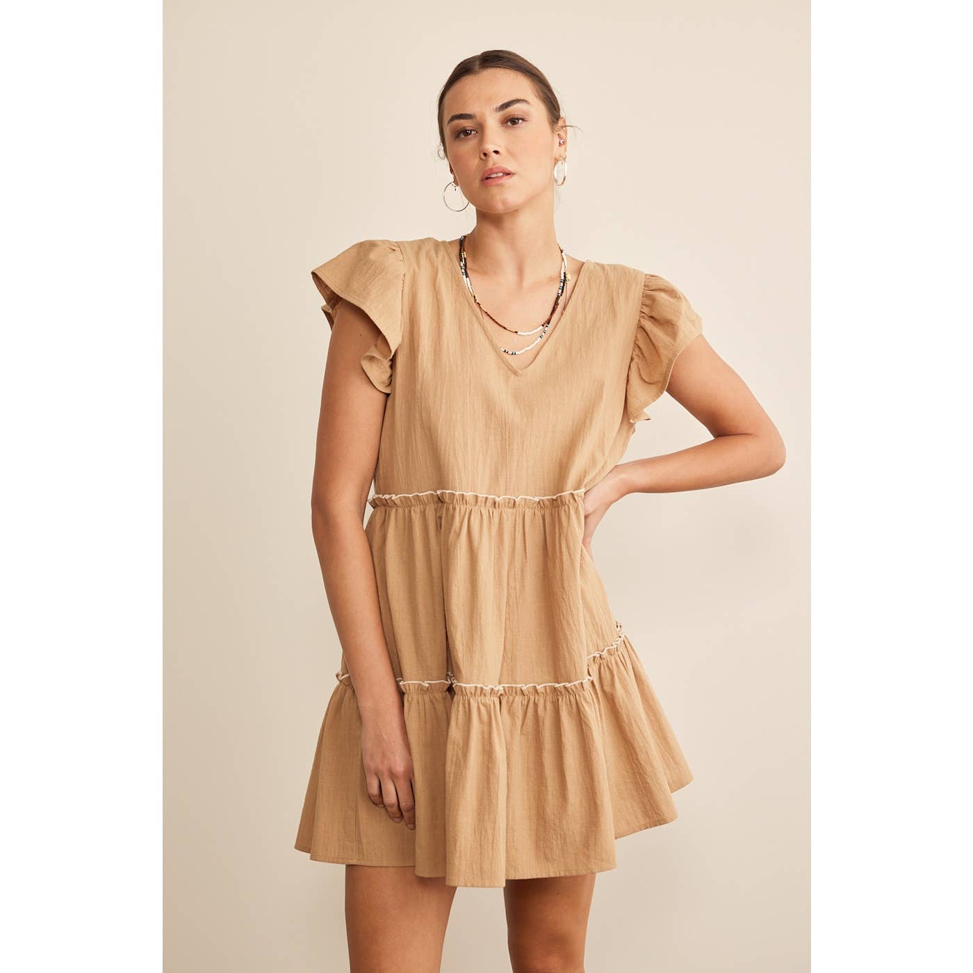 RIBBON TIERED BABYDOLL DRESS