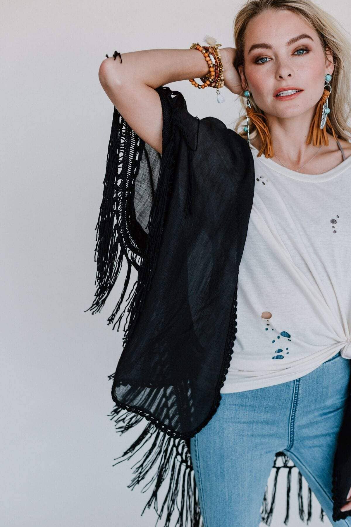 Dreamy Macramé Kimono - Black