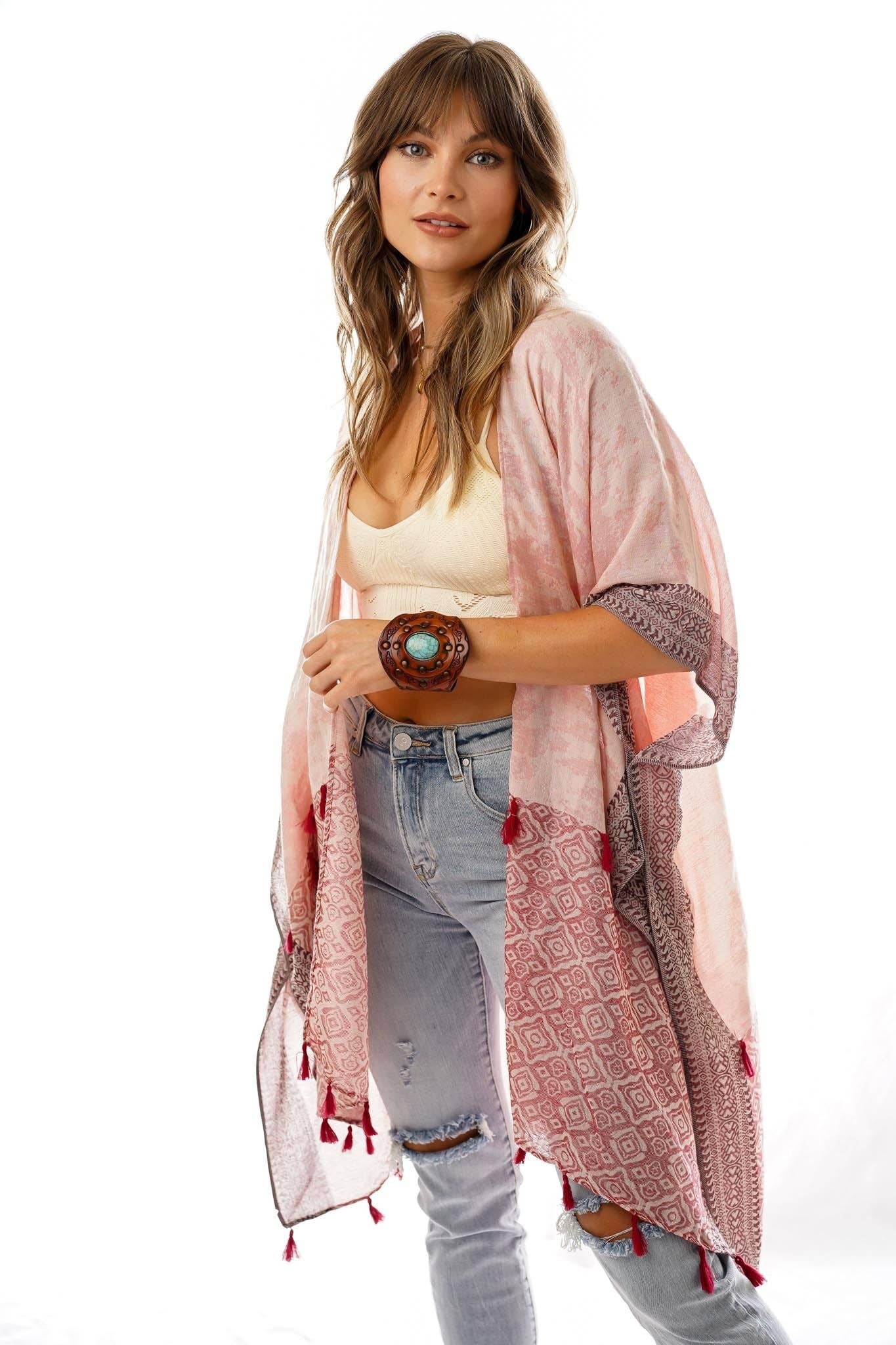 Moroccan Clouds Kimono - Rose