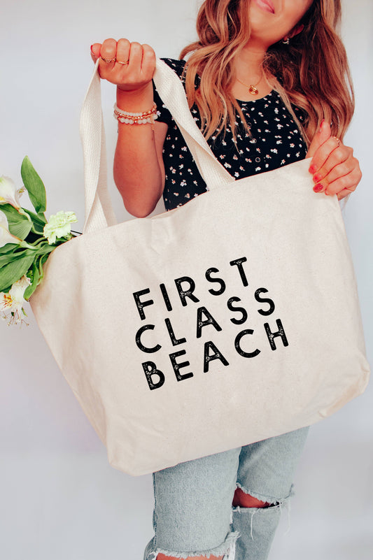 First Class Beach Tote Bag