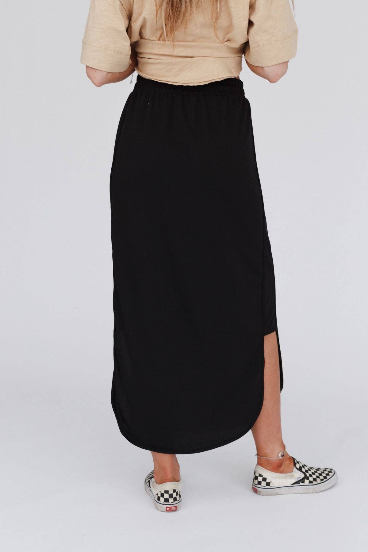 So Comfy Drawstring Maxi Skirt - Black