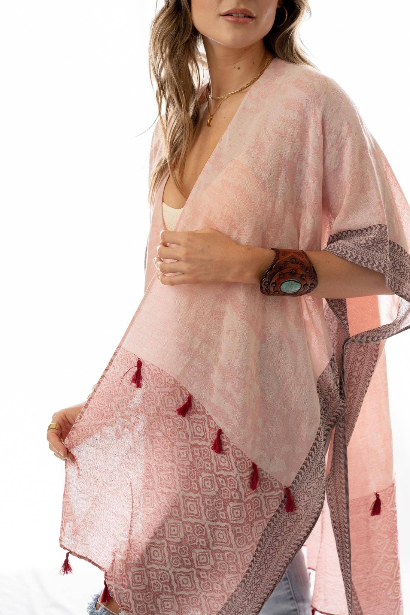 Moroccan Clouds Kimono - Rose