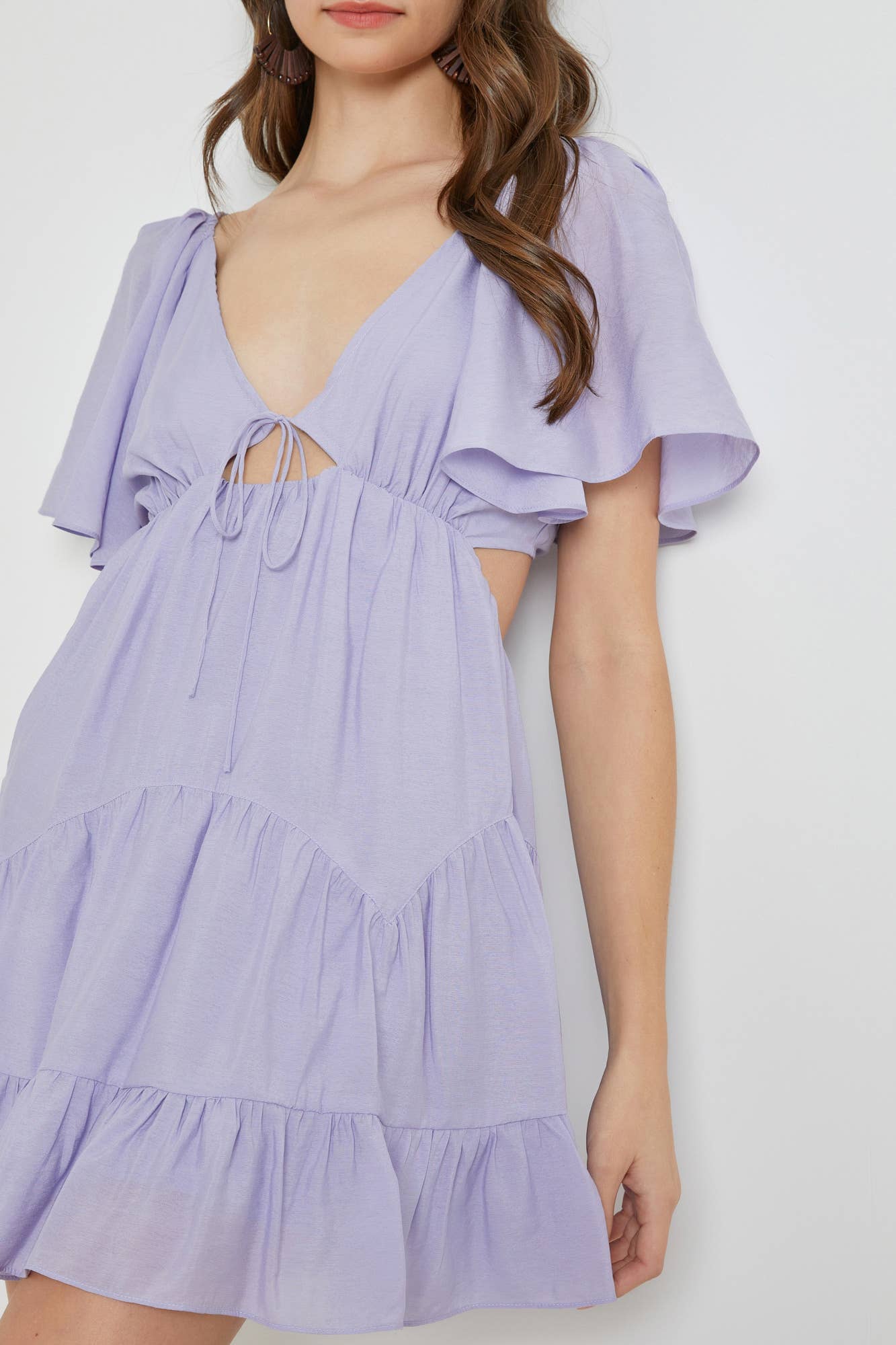 Cutout Lavender Ruffle Dress