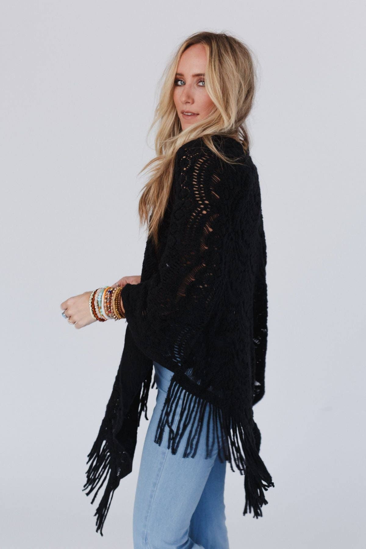 Sea Beyond Lace Poncho - Black