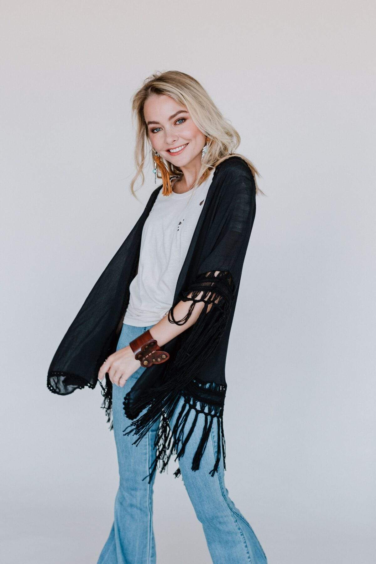 Dreamy Macramé Kimono - Black