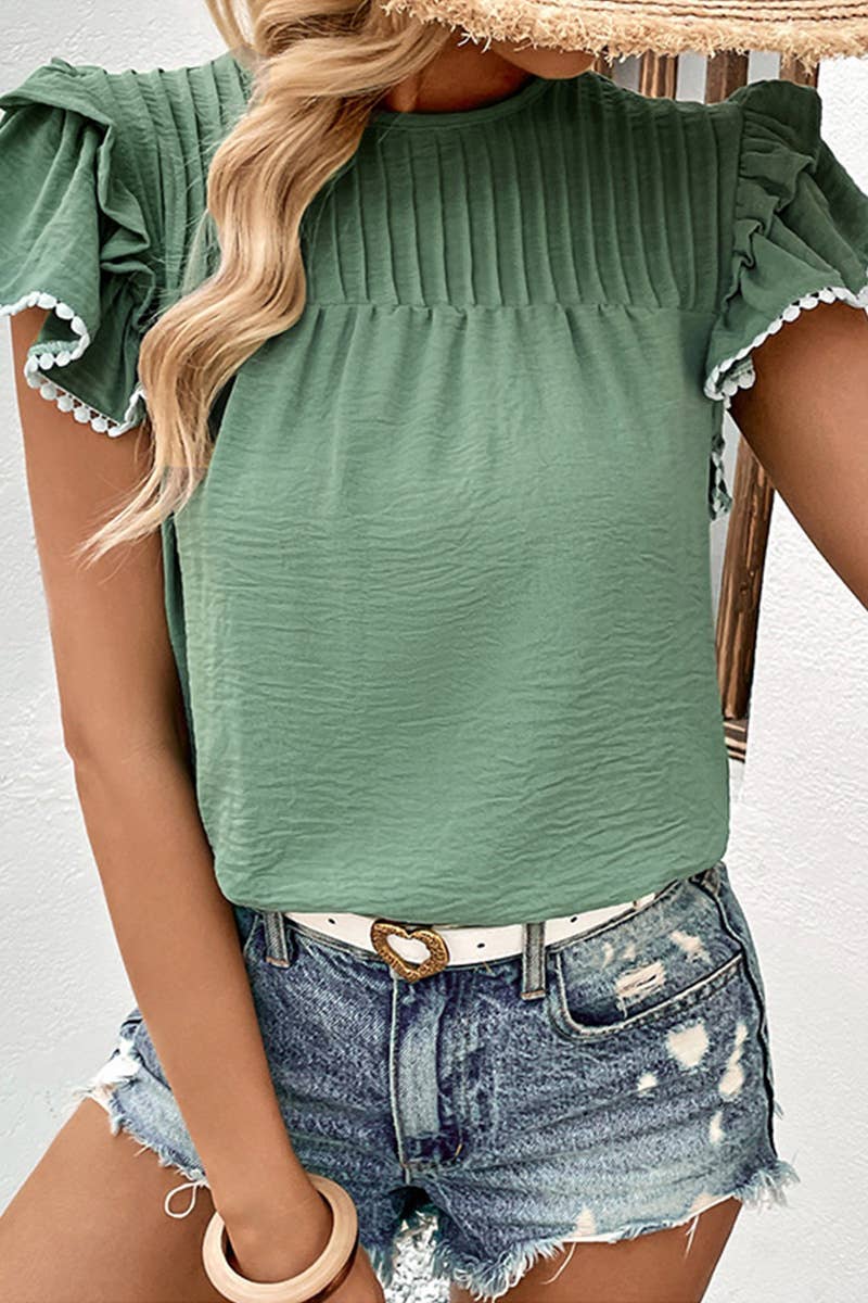 RUFFLE PETAL SLEEVE TEE