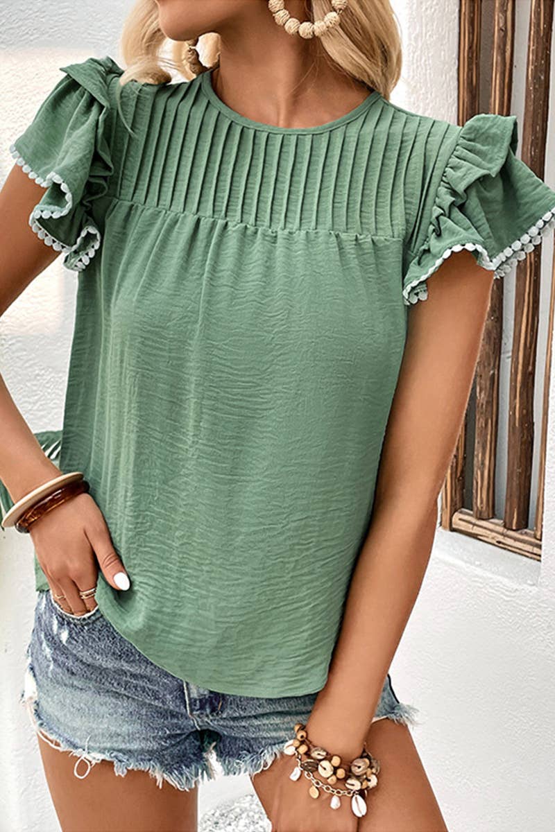 RUFFLE PETAL SLEEVE TEE