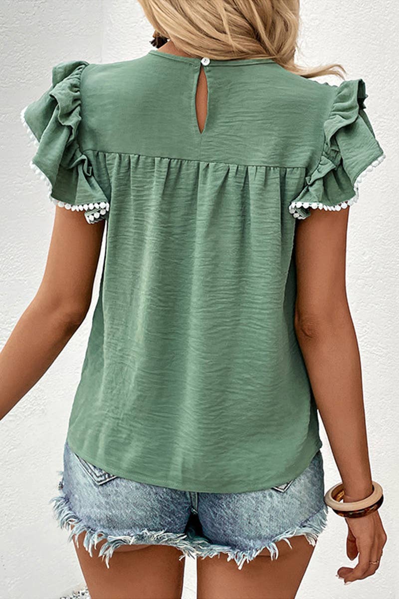 RUFFLE PETAL SLEEVE TEE