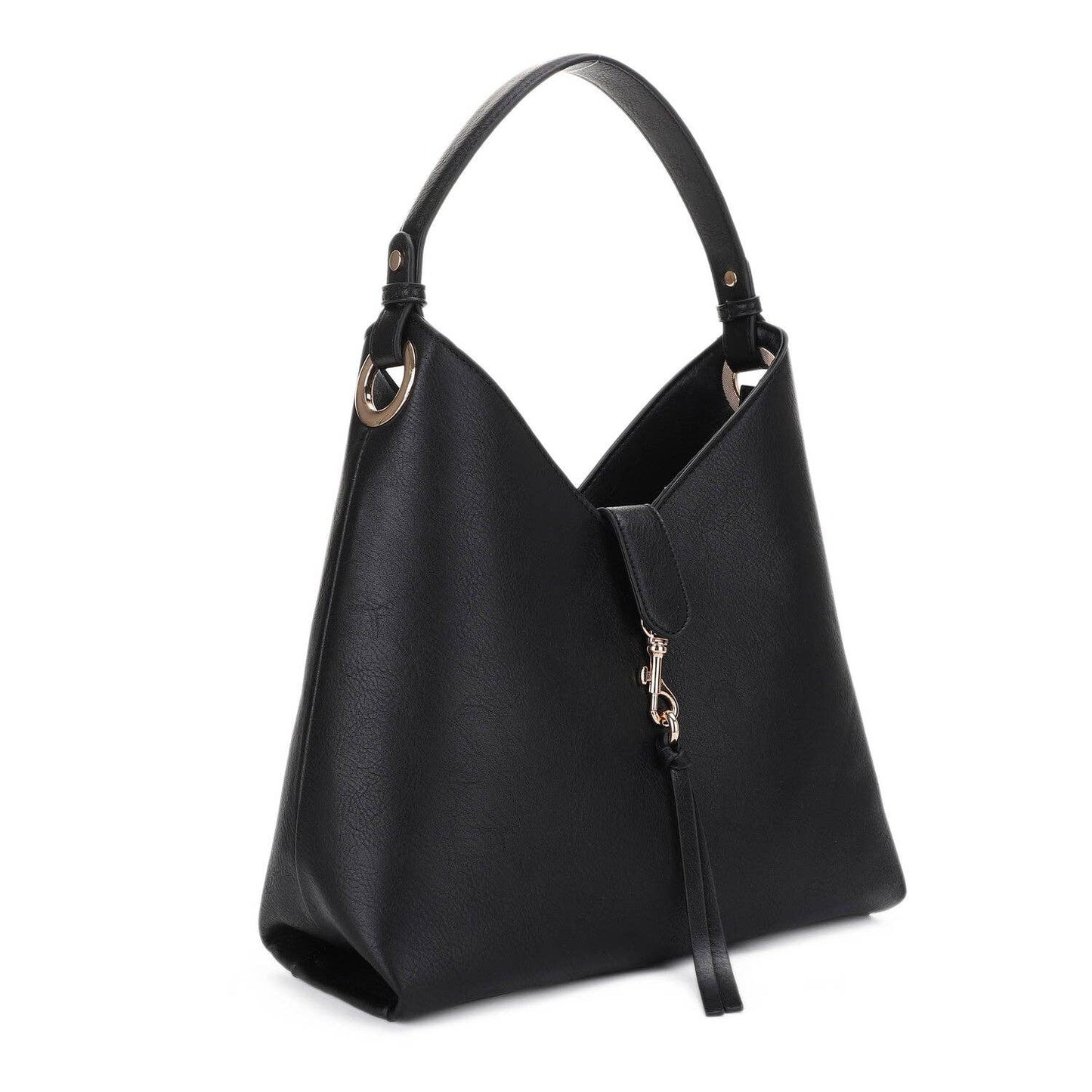 Clasp With Tassel Accent Hobo Bag