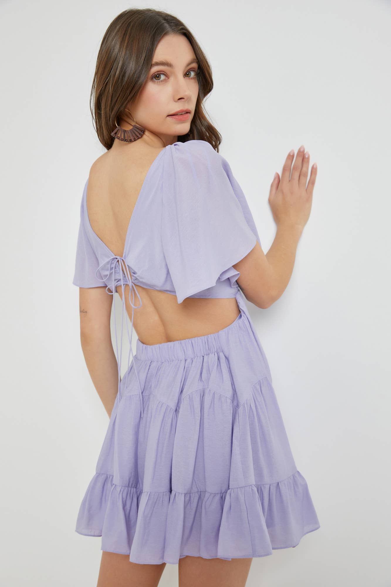 Cutout Lavender Ruffle Dress