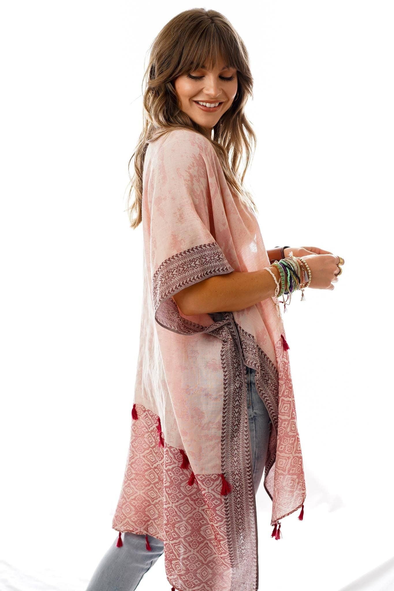 Moroccan Clouds Kimono - Rose