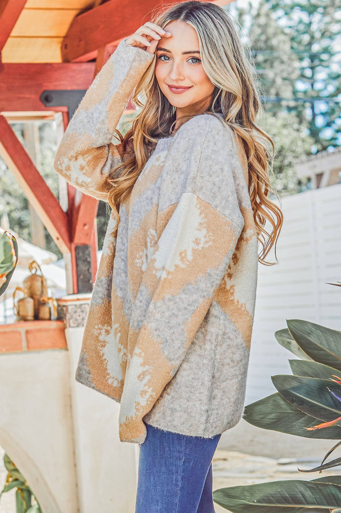 Elegant Printed Soft Loose Fit Sweater