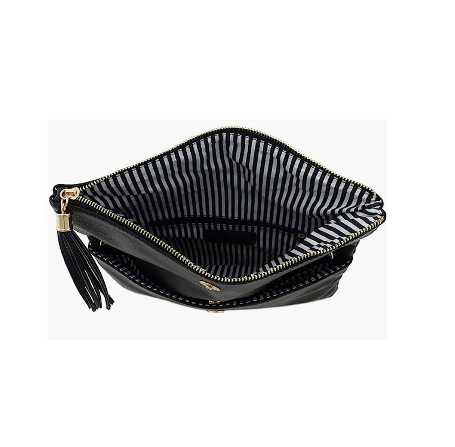 Pamela Envelope Zipper Clutch/Crossbody With Tassel