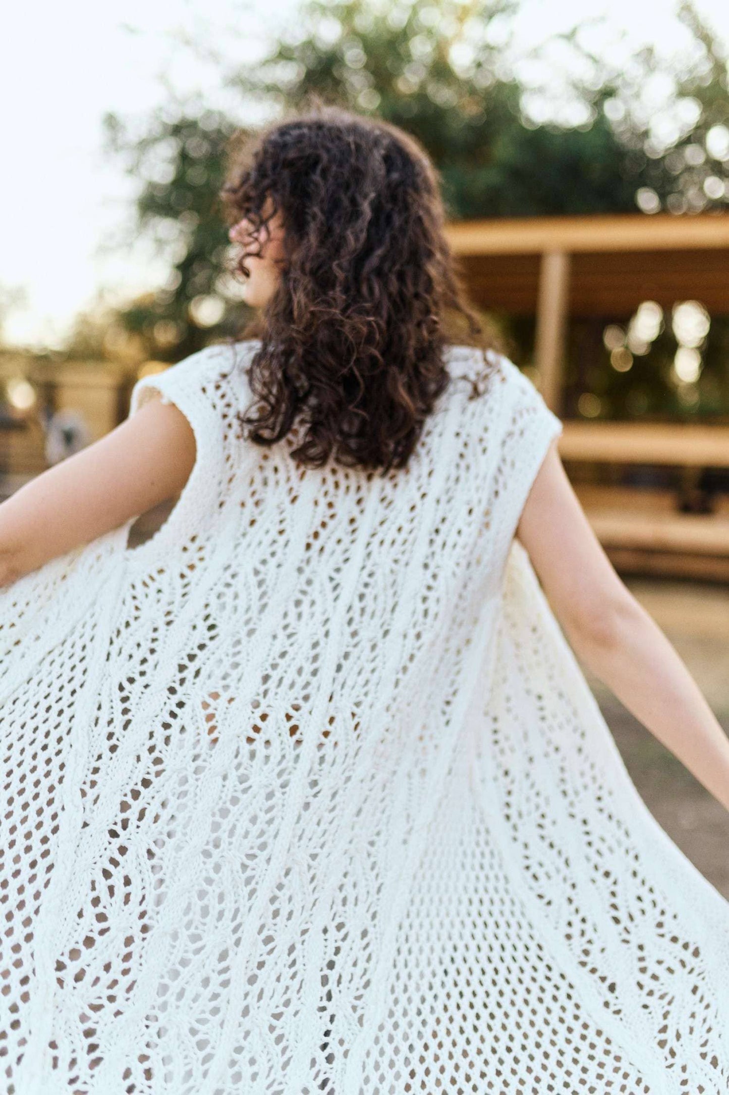 Sleeveless Crochet Long Cardigan with Fringe