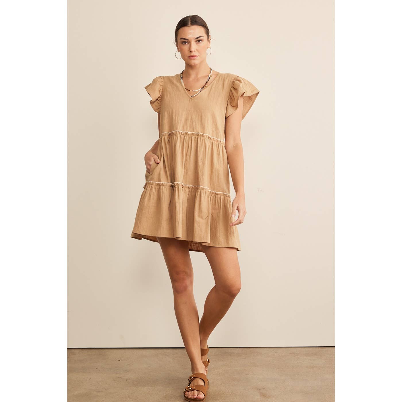 RIBBON TIERED BABYDOLL DRESS