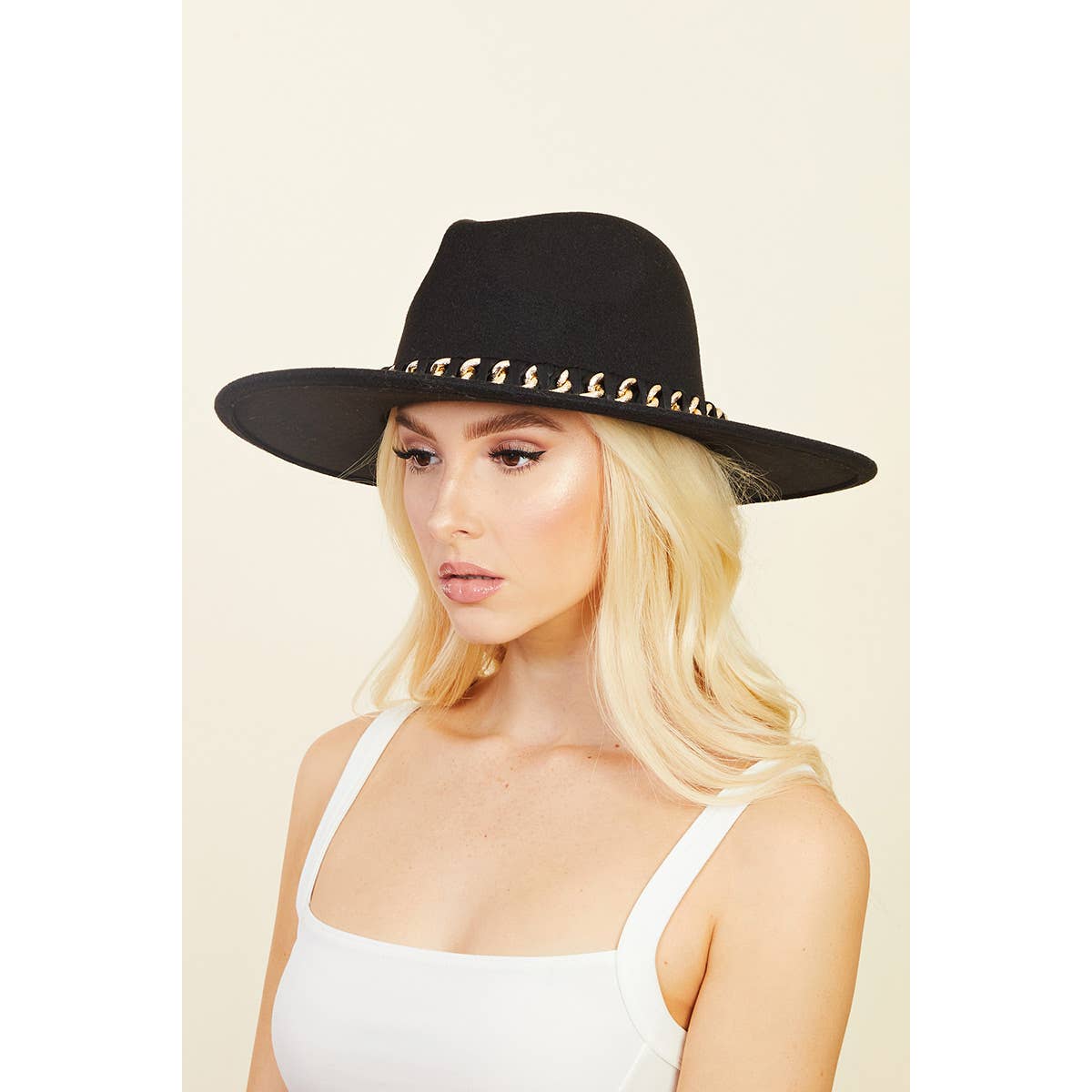 Chain Strap Fedora Fashion Hat