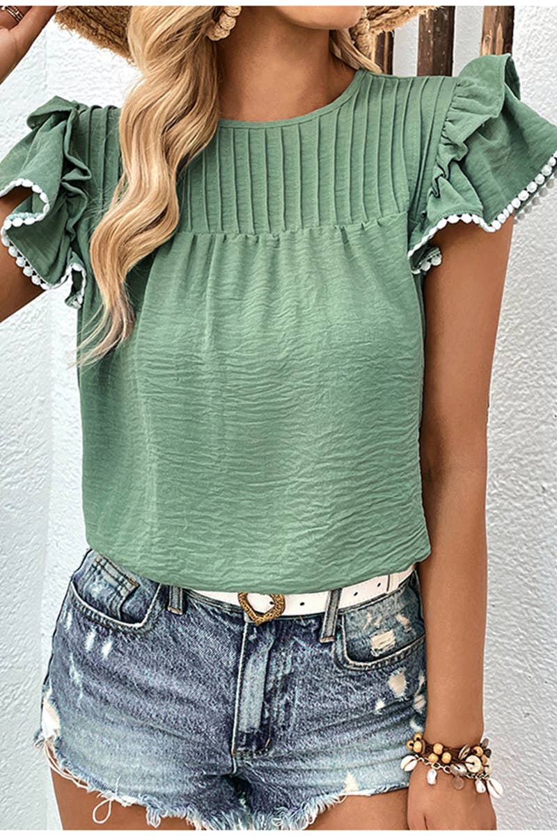 RUFFLE PETAL SLEEVE TEE