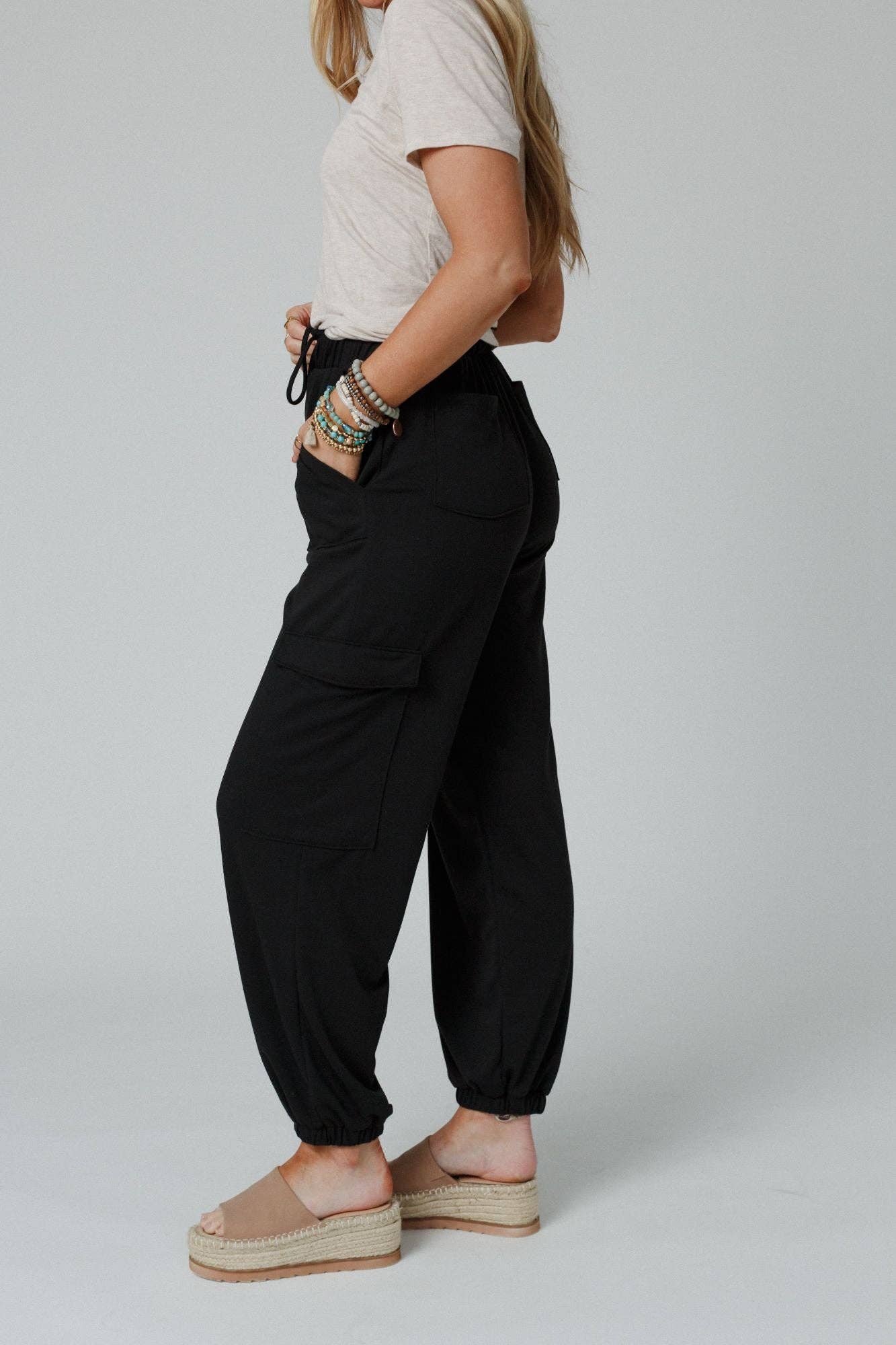 Easy Mornings Cinched Pants - Black