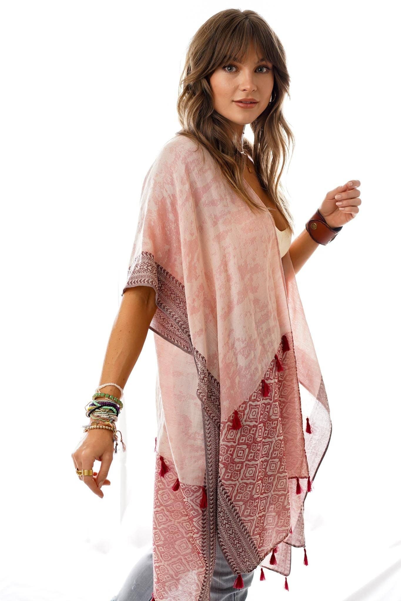 Moroccan Clouds Kimono - Rose