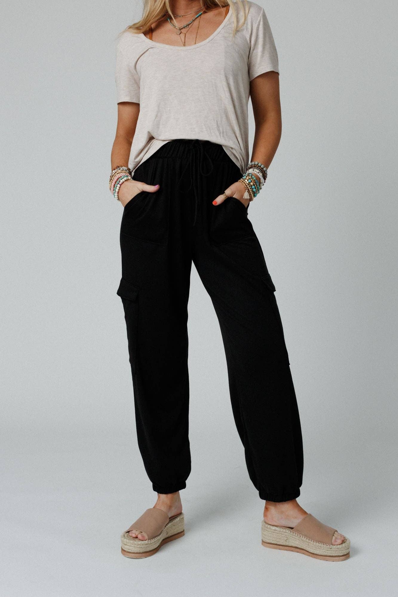 Easy Mornings Cinched Pants - Black