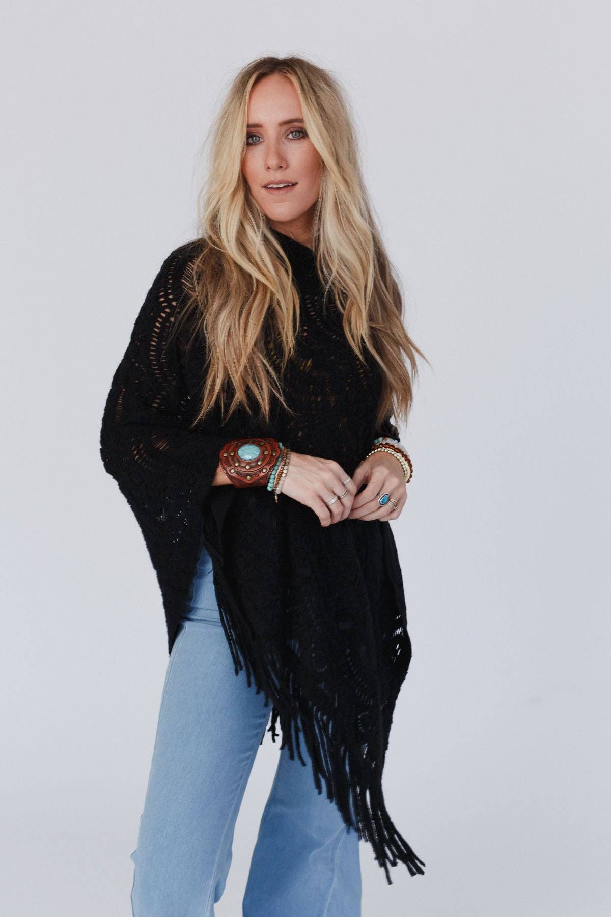 Sea Beyond Lace Poncho - Black